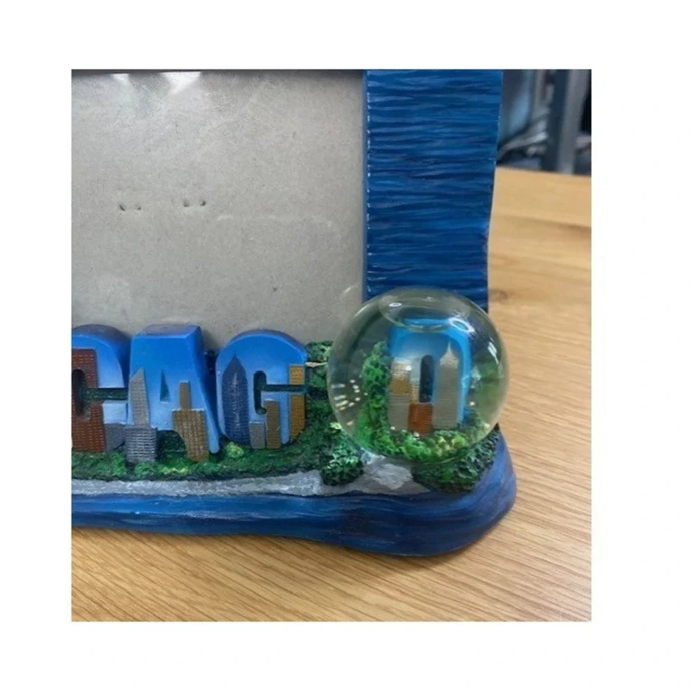 Unbranded Chicago Skyline Picture Frame Blue Good 3D Snowglobe Resin